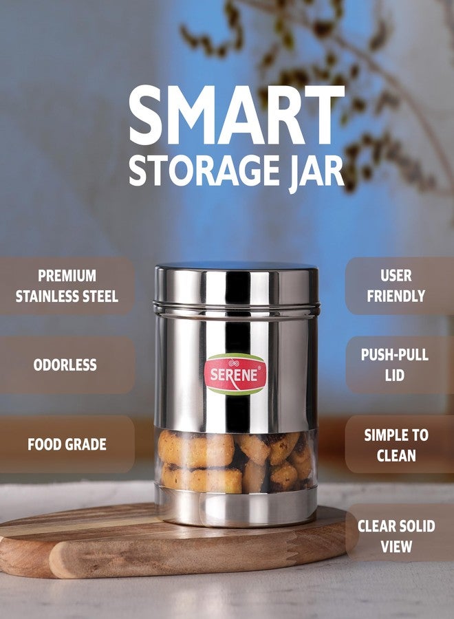 Serene 1202 Stainless Steel See-Through Storage Containers | Premium Modular Airtight Jars for Spices, Snacks, Grains & Groceries | Durable Steel Kitchen Pantry Organisers | Pack of 2 - Image 2